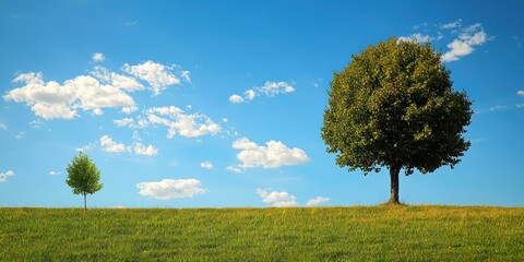 A tree growing from a small sapling to a tall, flourishing tree, symbolizing personal development