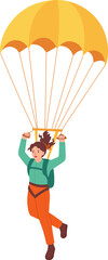 Skydiver Descending with Parachute
