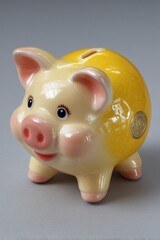 Cute Yellow Piggy Bank.