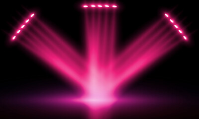 Colorful lights on the stage light floodlights vector design.