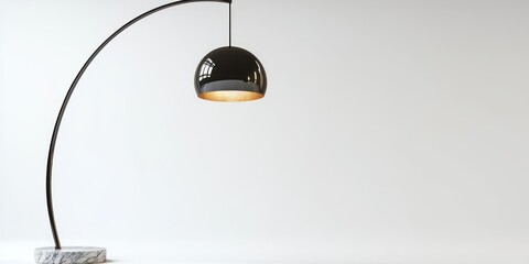 Decorative arc floor lamp with marble base on white background