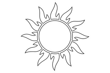 Sun one line drawing continuous line art of summer sun icon vector isolated on white
