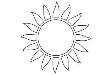 Sun one line drawing continuous line art of summer sun icon vector isolated on white
