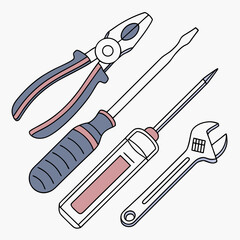 Vector illustration of appliance repair tools set, isolated on white background