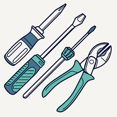 Vector illustration of appliance repair tools set, isolated on white background