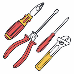 Vector illustration of appliance repair tools set, isolated on white background