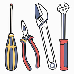 Vector illustration of appliance repair tools set, isolated on white background