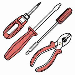 Vector illustration of appliance repair tools set, isolated on white background