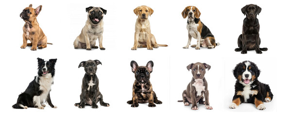 Collection of dogs, png on transparency background