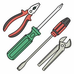 Vector illustration of appliance repair tools set, isolated on white background