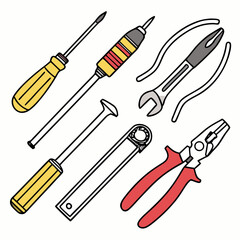Vector illustration of appliance repair tools set, isolated on white background