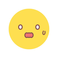 あわあわ焦っている顔のシンプルでかわいい絵文字 - 慌てる･パニックなど動揺の感情のイメージ素材
