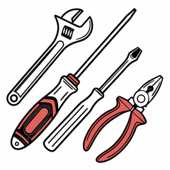 Vector illustration of appliance repair tools set, isolated on white background