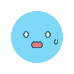 あわあわ焦っている顔のシンプルでかわいい絵文字 - 慌てる･パニックなど動揺の感情のイメージ素材