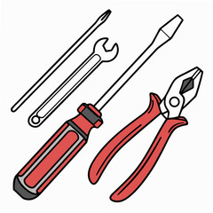 Vector illustration of appliance repair tools set, isolated on white background