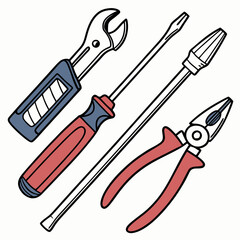 Vector illustration of appliance repair tools set, isolated on white background