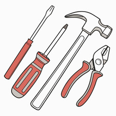 Vector illustration of appliance repair tools set, isolated on white background