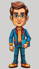 Fototapeta premium Vector illustration of a Friendly student holding books.
