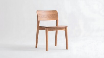 Obraz premium a minimalist wooden chair with a natural finish isolated on white background