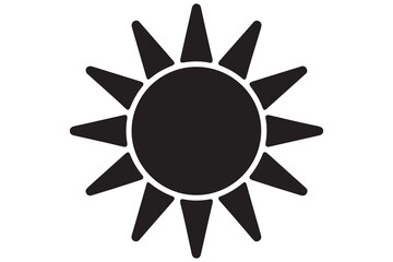 Summer sun vector icon silhouette on white background
