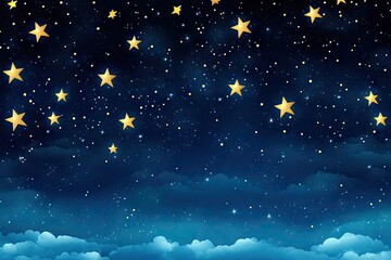 Night sky with falling stars and clouds