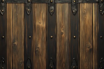 Fototapeta premium Ornate Wooden Paneling with Metal Accents