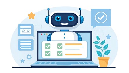 Friendly Robot Assists Online Form Completion, Efficient Automation Process