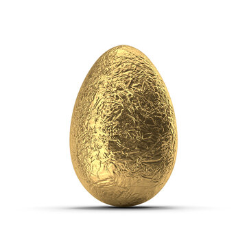 Gold Foil Wrapped Chocolate Egg isolated on transparent background