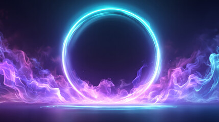 Ethereal smoke waves twisting around a pulsing time portal, glowing softly in violet and cyan hues