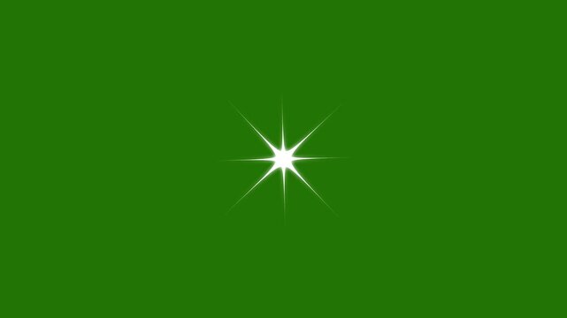 Beautifully animated twinkling stars with glittering particles on a bright green background, loop-ready and optimized for 4K chroma key projects in cinematic space and galaxy-themed visuals.