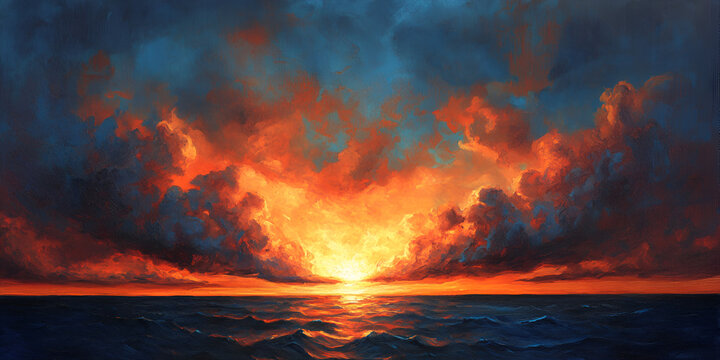 Sunset Breaking Through Dark Clouds After a Storm