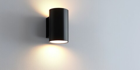 Modern black bathroom wall light fixture on white background