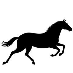 Fototapeta premium A black silhouette of a horse running, conveying speed and grace.