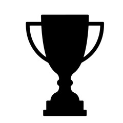 A black silhouette illustration of a trophy cup.