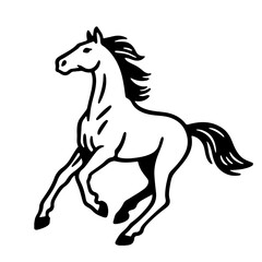 A muscular horse running in a minimalist style.