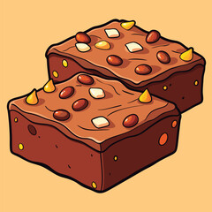 Delicious layered brownies with toppings.