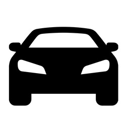 A simple black silhouette illustration of a car viewed from the front.