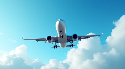 Obraz premium Majestic Airplane Soaring Through a Vivid Sky A Breathtaking Aerial View