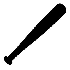 A black silhouette illustration of a baseball bat.