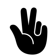 A hand showing three fingers, illustrated in a simple black silhouette.