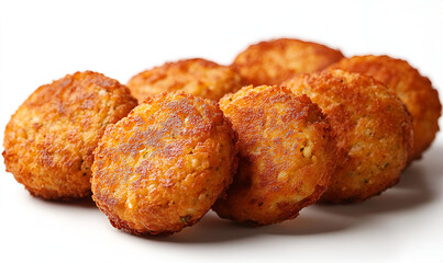 Golden-brown falafel balls, crispy exterior, close-up view, food photography.