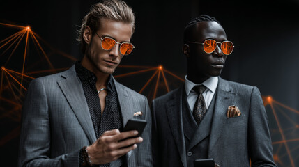 Businessmen's connections are protected through innovative educational technology solutions that ensure robust data security measures, facilitating secure communication, collaboration confidentiality.