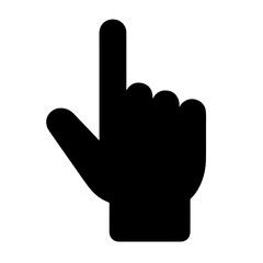 A hand pointing upwards, depicted as a simple black silhouette.