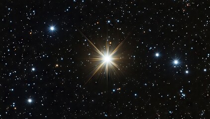 Bright Star in Cosmic Night Sky