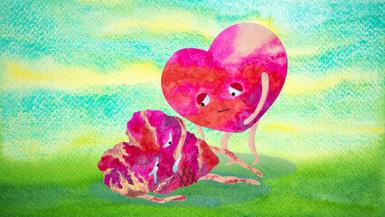 empathy support mind help care compassion heart love concept psychology spiritual mental health sad depression heartbroken unhappy problem emotion art design illustration watercolor painting collage