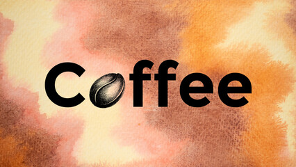 coffee label roast bean art design illustration watercolor painting drawing brown background modern vintage template cafe drink food icon logo sign symbol concept print product banner package espresso