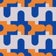 Abstract geometric seamless pattern. Minimalist geometrical ornament, puzzle design. Vector illustration.