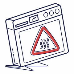 Vector illustration of overheating warning symbol on device screen, isolated on transparent background
