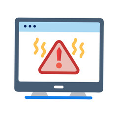 Vector illustration of overheating warning symbol on device screen, isolated on transparent background
