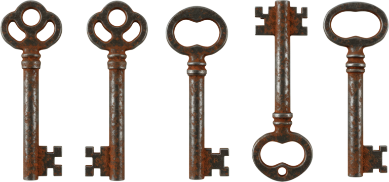 Collection of Antique Rusty Skeleton Keys Vintage Metal Keys Old Door Keys Grunge Texture